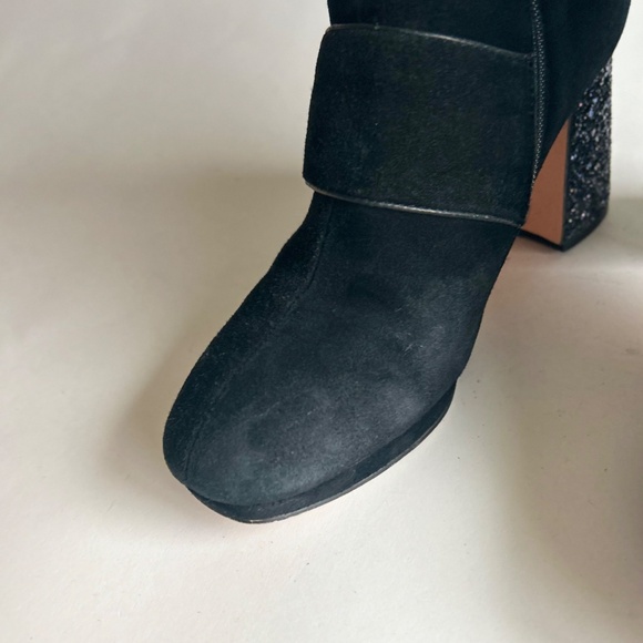 Gucci Black Suede Genuine Leather Glitter Heel Ankle Boots size EUR 40, US 9.5 - Picture 7 of 16